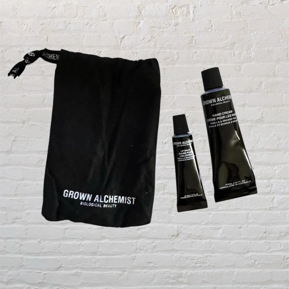 🆕 Grown Alchemist mini lip balm & hand cream in pouch